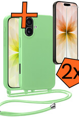Nomfy Nomfy iPhone 17 Hoesje met Koord Met 2x Screenprotector - Groen