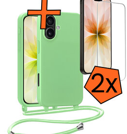 Nomfy Nomfy iPhone 17 Hoesje met Koord Met 2x Screenprotector - Groen