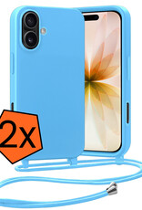Nomfy Nomfy iPhone 17 Hoesje met Koord - Lichtblauw - 2 PACK