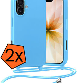 Nomfy Nomfy iPhone 17 Hoesje met Koord - Lichtblauw - 2 PACK