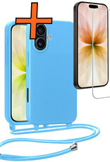 Nomfy Nomfy iPhone 17 Hoesje met Koord Met Screenprotector - Lichtblauw