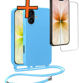 Nomfy Nomfy iPhone 17 Hoesje met Koord Met Screenprotector - Lichtblauw