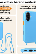 Nomfy Nomfy iPhone 17 Hoesje met Koord Met Screenprotector - Lichtblauw