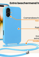 Nomfy Nomfy iPhone 17 Hoesje met Koord Met 2x Screenprotector - Lichtblauw
