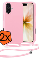 Nomfy Nomfy iPhone 17 Hoesje met Koord - Lichtroze - 2 PACK