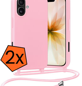 Nomfy Nomfy iPhone 17 Hoesje met Koord - Lichtroze - 2 PACK