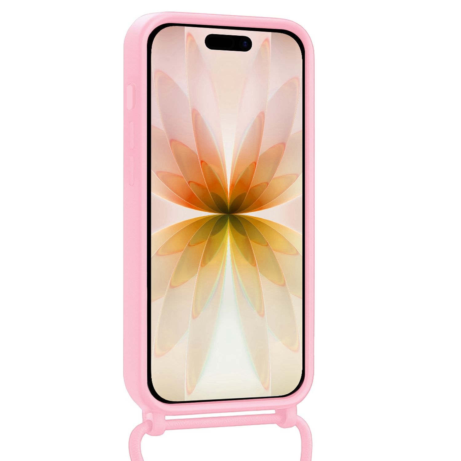 Nomfy Nomfy iPhone 17 Hoesje met Koord Met Screenprotector - Lichtroze