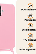 Nomfy Nomfy iPhone 17 Hoesje met Koord Met 2x Screenprotector - Lichtroze