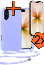 Nomfy Nomfy iPhone 17 Hoesje met Koord Met 2x Screenprotector - Lila