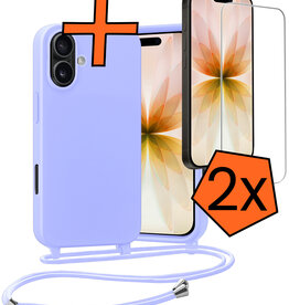 Nomfy Nomfy iPhone 17 Hoesje met Koord Met 2x Screenprotector - Lila