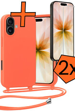 Nomfy Nomfy iPhone 17 Hoesje met Koord Met 2x Screenprotector - Papaya
