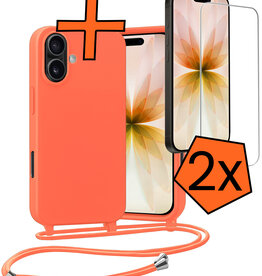 Nomfy Nomfy iPhone 17 Hoesje met Koord Met 2x Screenprotector - Papaya