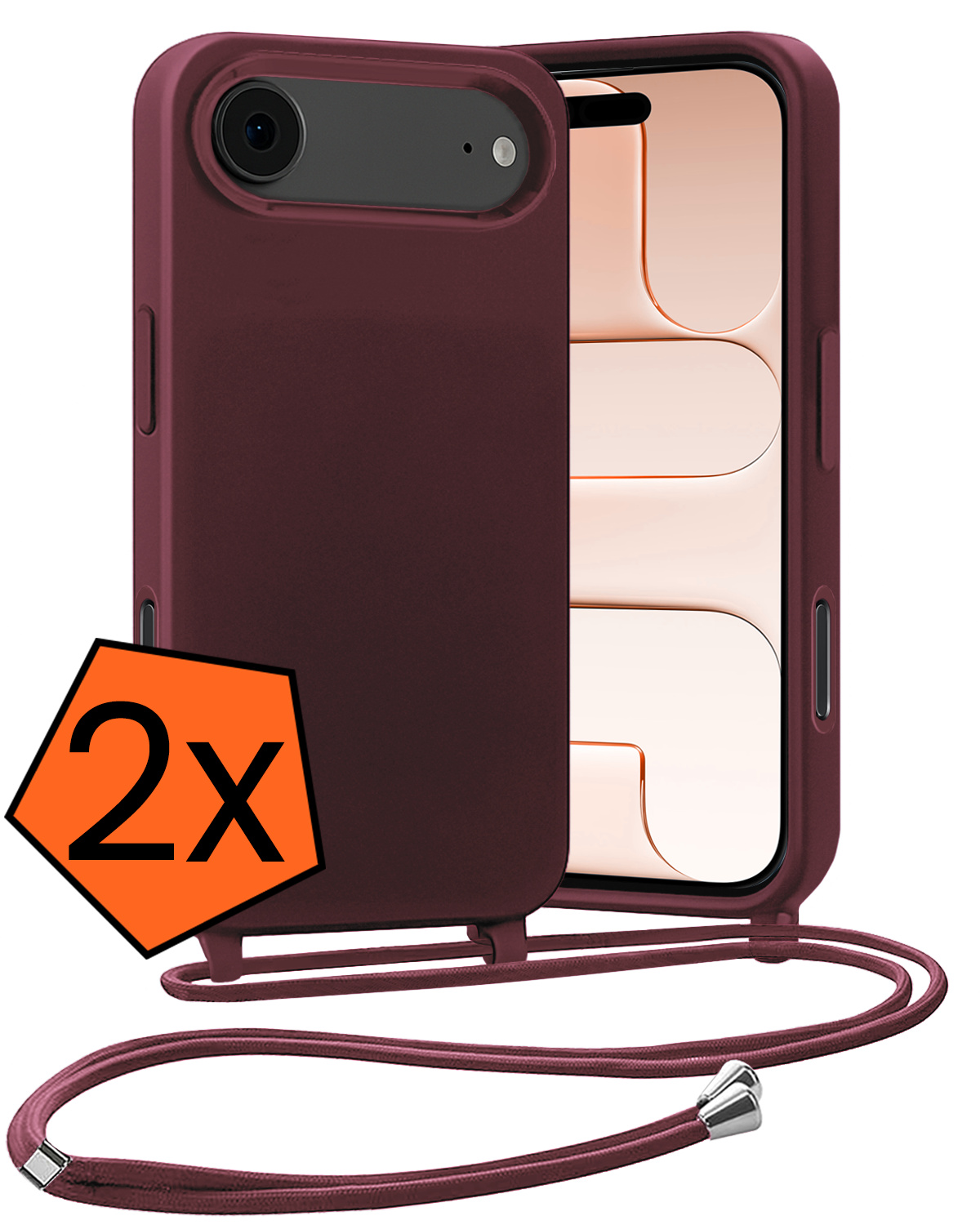 Nomfy Nomfy iPhone Air Hoesje met Koord - Aubergine - 2 PACK