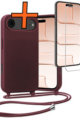 Nomfy Nomfy iPhone Air Hoesje met Koord Met Screenprotector - Aubergine