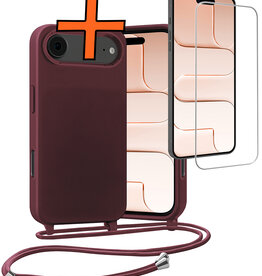 Nomfy Nomfy iPhone Air Hoesje met Koord Met Screenprotector - Aubergine