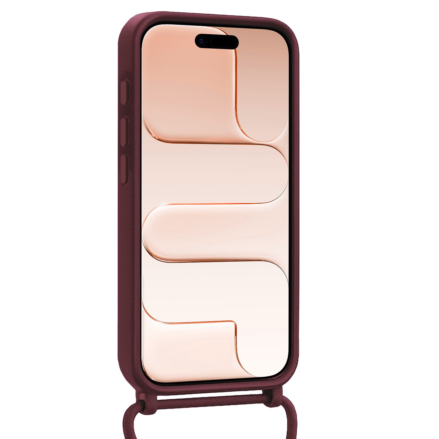 Nomfy Nomfy iPhone Air Hoesje met Koord Met 2x Screenprotector - Aubergine