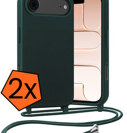 Nomfy Nomfy iPhone Air Hoesje met Koord - Donkergroen - 2 PACK