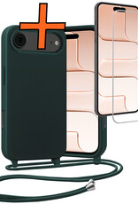 Nomfy Nomfy iPhone Air Hoesje met Koord Met Screenprotector - Donkergroen