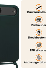 Nomfy Nomfy iPhone Air Hoesje met Koord Met Screenprotector - Donkergroen