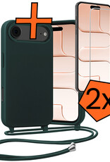 Nomfy Nomfy iPhone Air Hoesje met Koord Met 2x Screenprotector - Donkergroen
