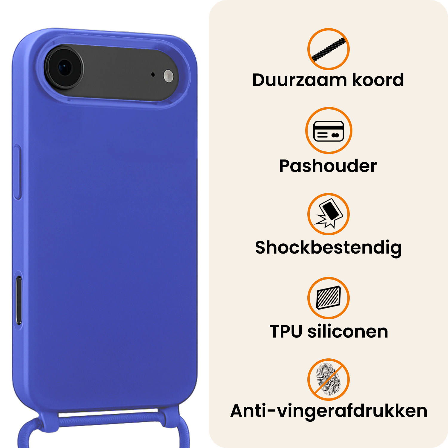 Nomfy Nomfy iPhone Air Hoesje met Koord - Fel Blauw