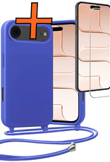 Nomfy Nomfy iPhone Air Hoesje met Koord Met Screenprotector - Fel Blauw