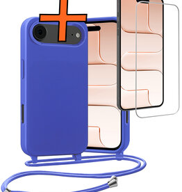 Nomfy Nomfy iPhone Air Hoesje met Koord Met Screenprotector - Fel Blauw