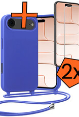Nomfy Nomfy iPhone Air Hoesje met Koord Met 2x Screenprotector - Fel Blauw