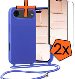 Nomfy Nomfy iPhone Air Hoesje met Koord Met 2x Screenprotector - Fel Blauw