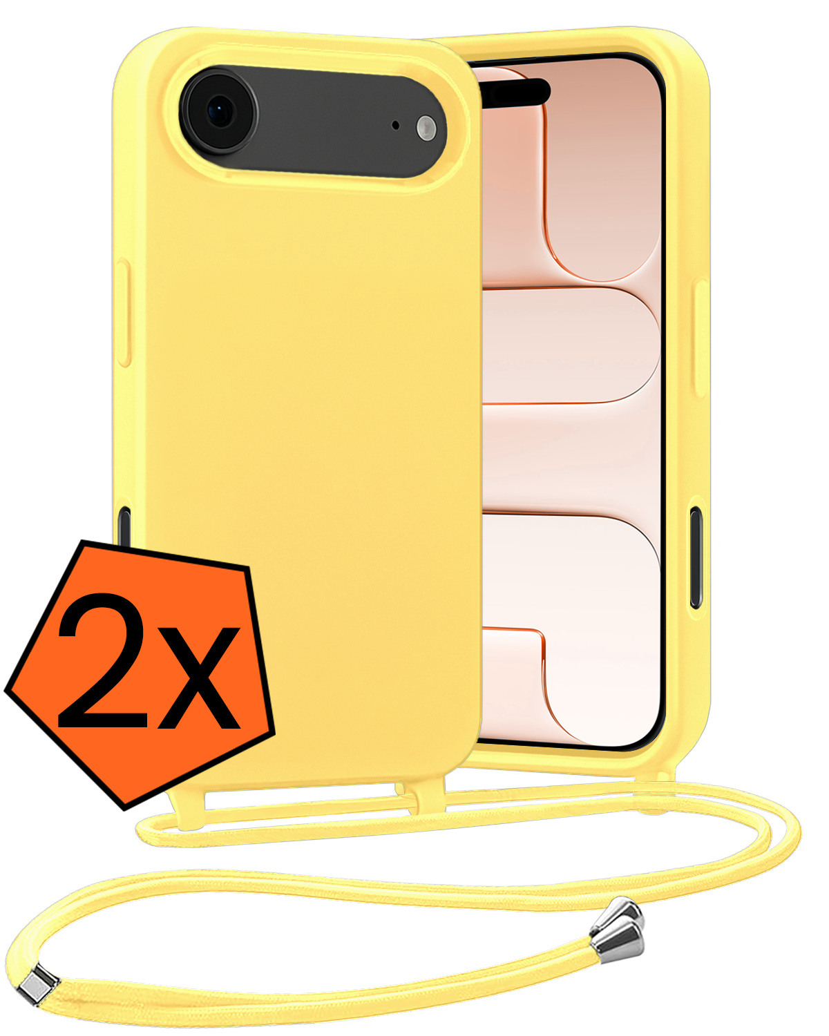 Nomfy Nomfy iPhone Air Hoesje met Koord - Geel - 2 PACK