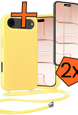 Nomfy Nomfy iPhone Air Hoesje met Koord Met 2x Screenprotector - Geel