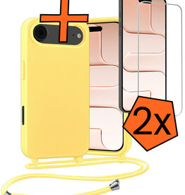 Nomfy Nomfy iPhone Air Hoesje met Koord Met 2x Screenprotector - Geel