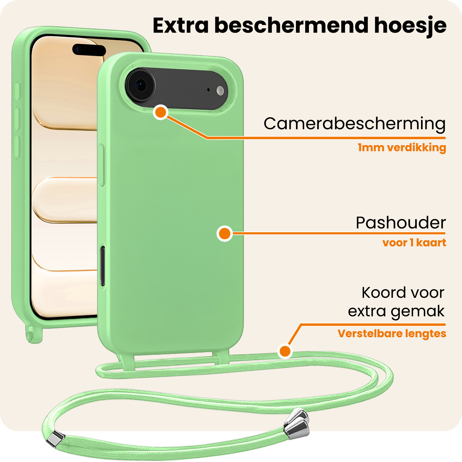 Nomfy Nomfy iPhone Air Hoesje met Koord - Groen