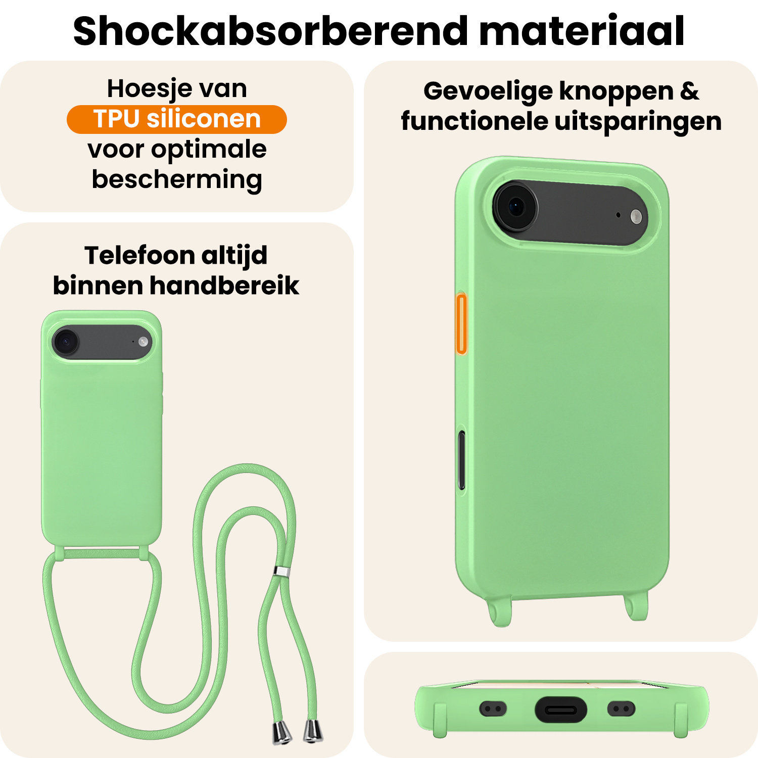 Nomfy Nomfy iPhone Air Hoesje met Koord - Groen