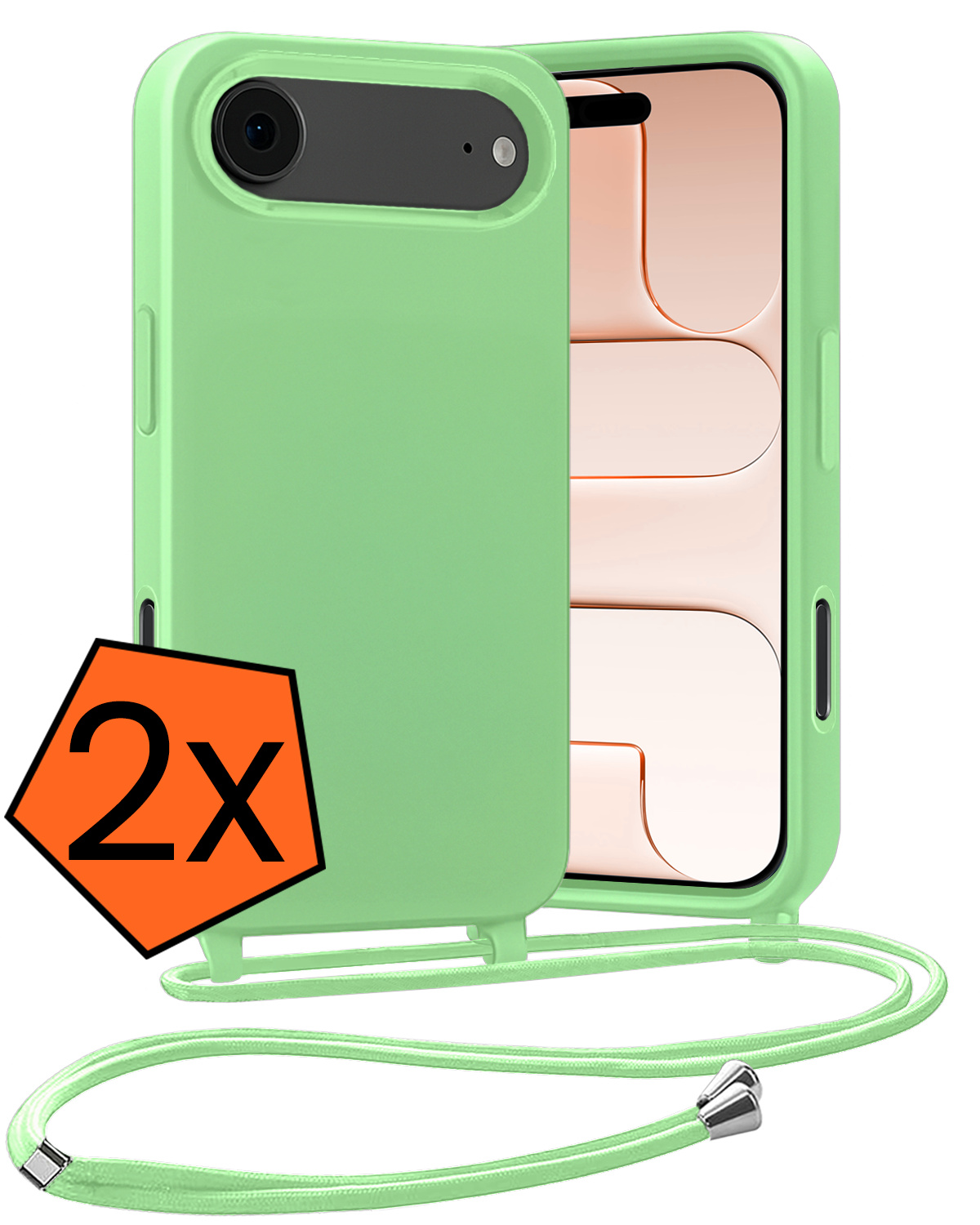 Nomfy Nomfy iPhone Air Hoesje met Koord - Groen - 2 PACK