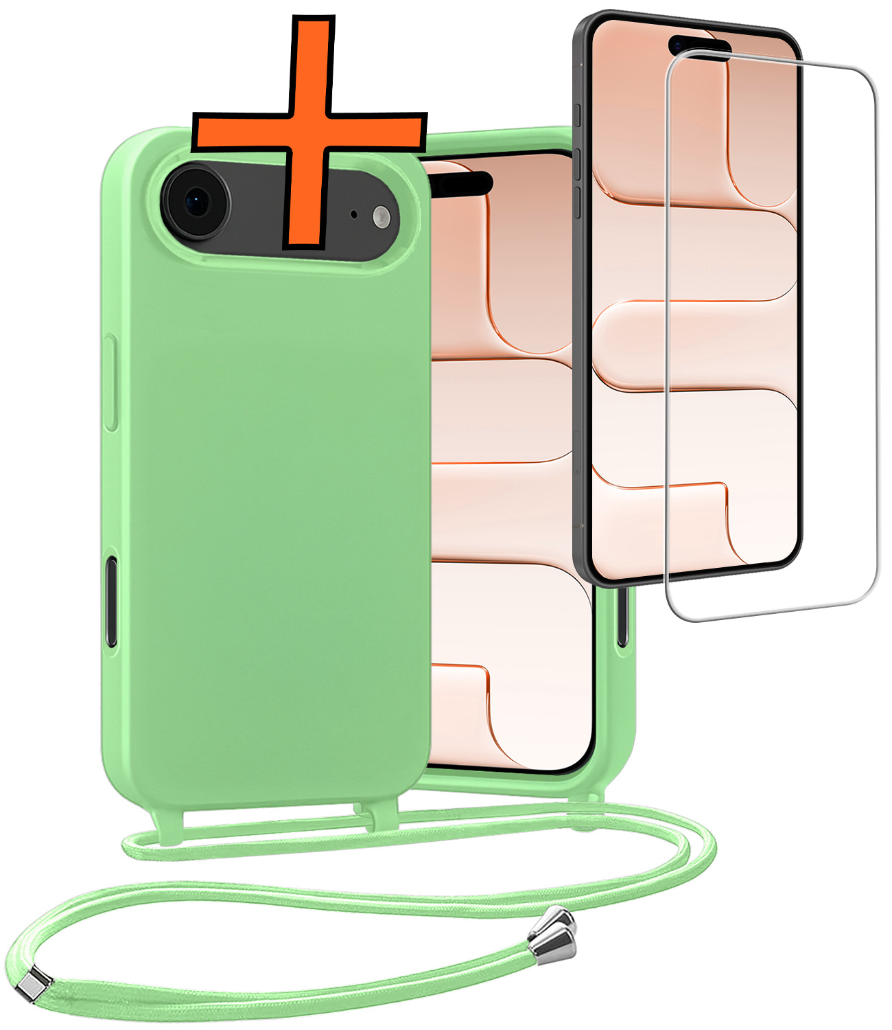 Nomfy Nomfy iPhone Air Hoesje met Koord Met Screenprotector - Groen