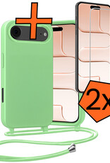 Nomfy Nomfy iPhone Air Hoesje met Koord Met 2x Screenprotector - Groen