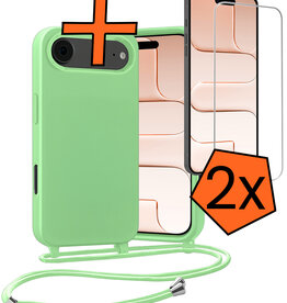 Nomfy Nomfy iPhone Air Hoesje met Koord Met 2x Screenprotector - Groen