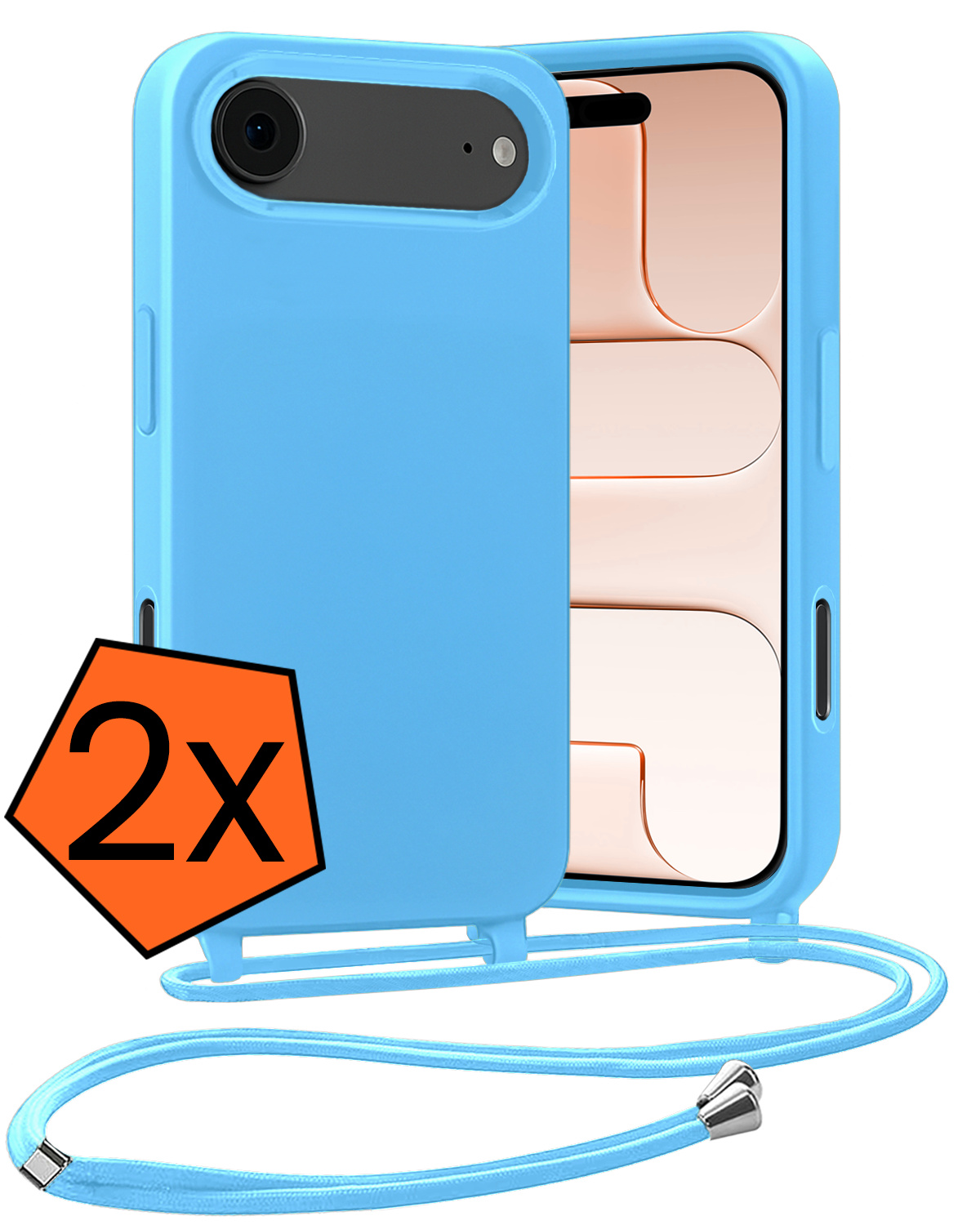 Nomfy Nomfy iPhone Air Hoesje met Koord - Lichtblauw - 2 PACK