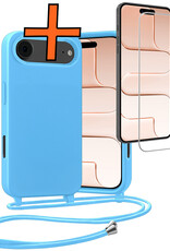 Nomfy Nomfy iPhone Air Hoesje met Koord Met Screenprotector - Lichtblauw