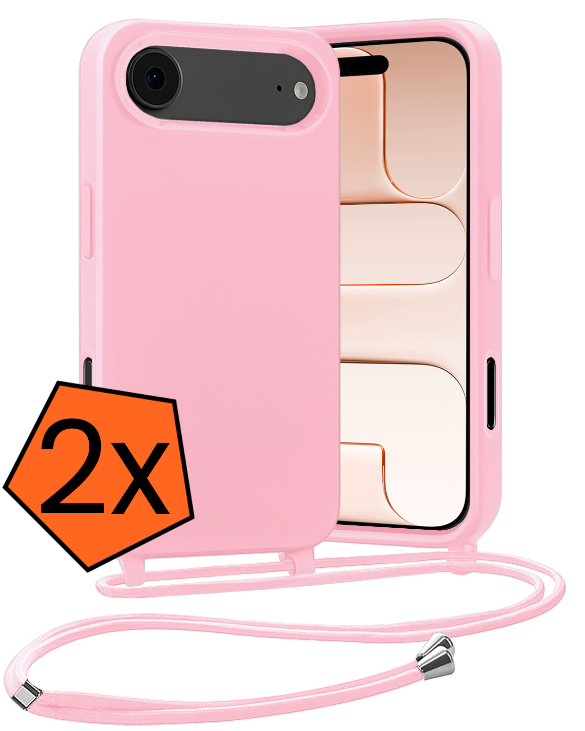 Nomfy Nomfy iPhone Air Hoesje met Koord - Lichtroze - 2 PACK