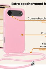 Nomfy Nomfy iPhone Air Hoesje met Koord Met Screenprotector - Lichtroze