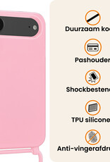 Nomfy Nomfy iPhone Air Hoesje met Koord Met 2x Screenprotector - Lichtroze