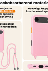 Nomfy Nomfy iPhone Air Hoesje met Koord Met 2x Screenprotector - Lichtroze