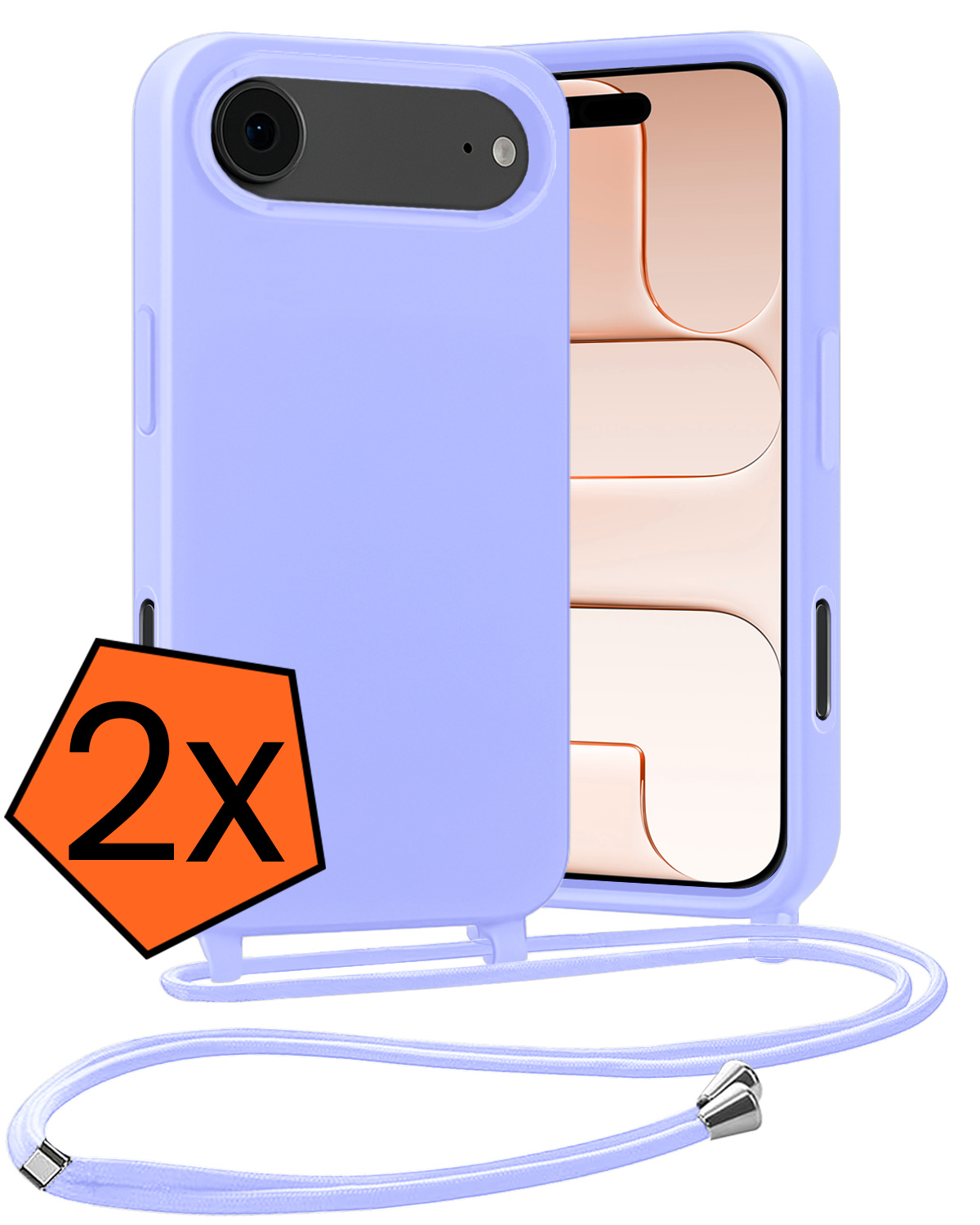 Nomfy Nomfy iPhone Air Hoesje met Koord - Lila - 2 PACK