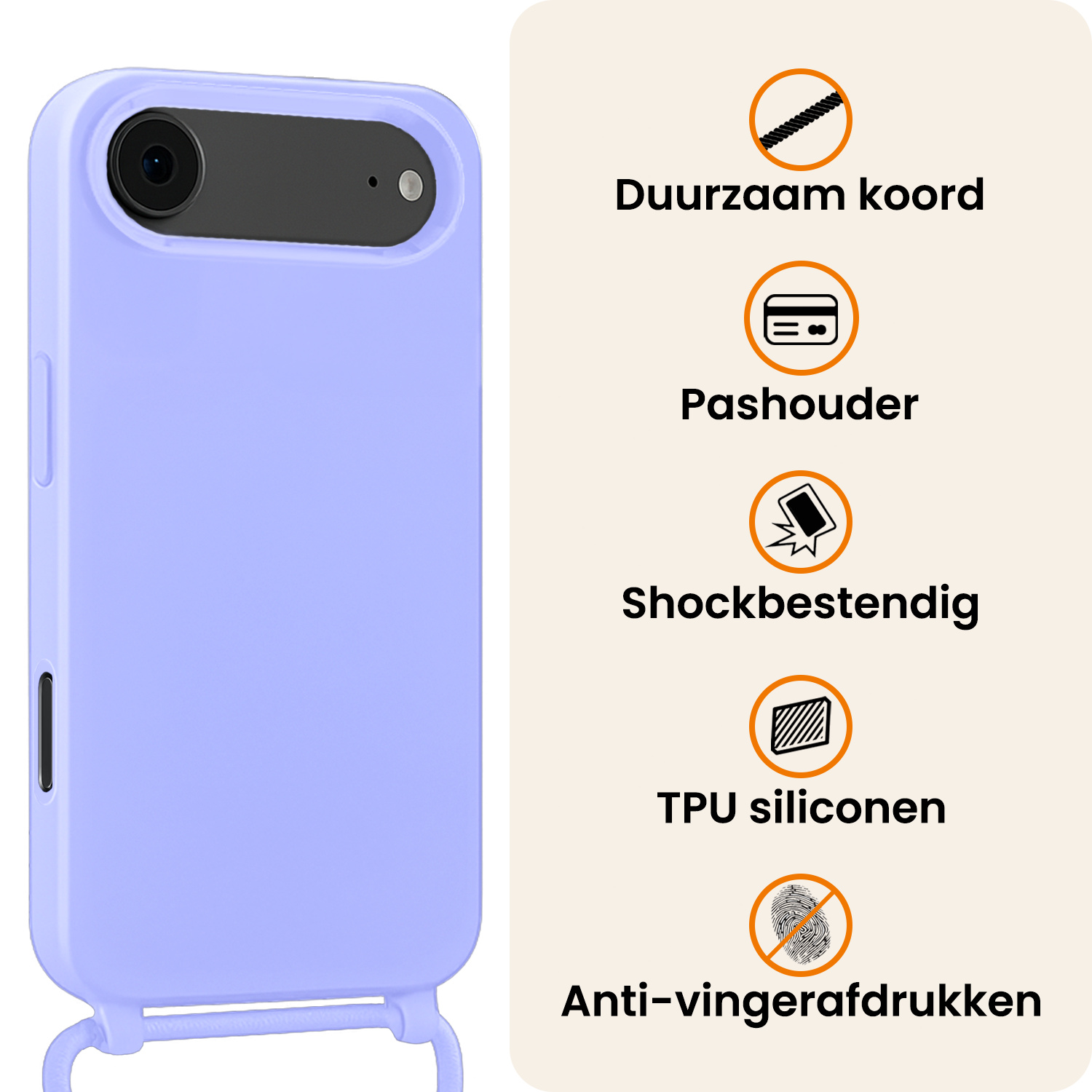 Nomfy Nomfy iPhone Air Hoesje met Koord - Lila - 2 PACK