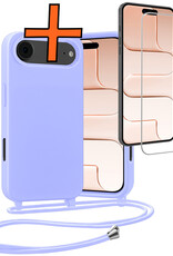 Nomfy Nomfy iPhone Air Hoesje met Koord Met Screenprotector - Lila