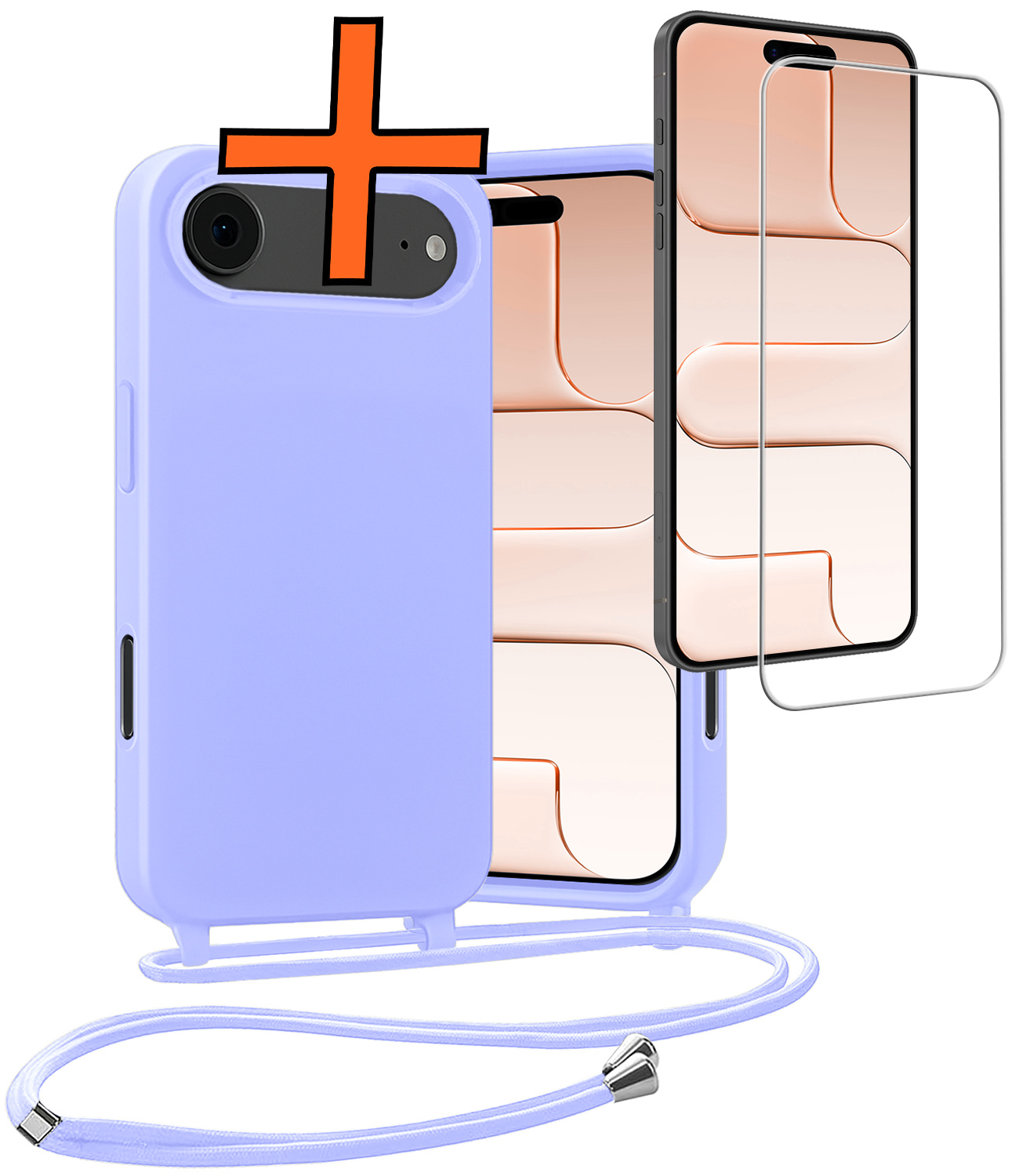 Nomfy Nomfy iPhone Air Hoesje met Koord Met Screenprotector - Lila