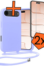 Nomfy Nomfy iPhone Air Hoesje met Koord Met 2x Screenprotector - Lila