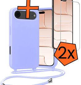 Nomfy Nomfy iPhone Air Hoesje met Koord Met 2x Screenprotector - Lila
